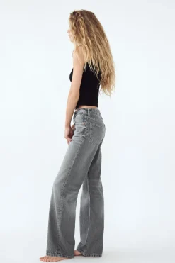 ZARA Jeans^JEANS TRF WIDE LEG CINTURA MÉDIA Cinzento-claro
