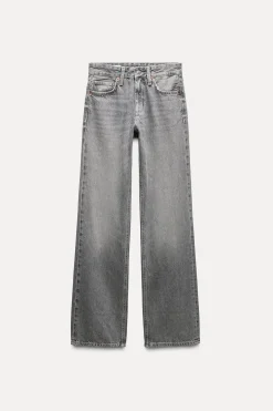ZARA Jeans^JEANS TRF WIDE LEG CINTURA MÉDIA Cinzento-claro