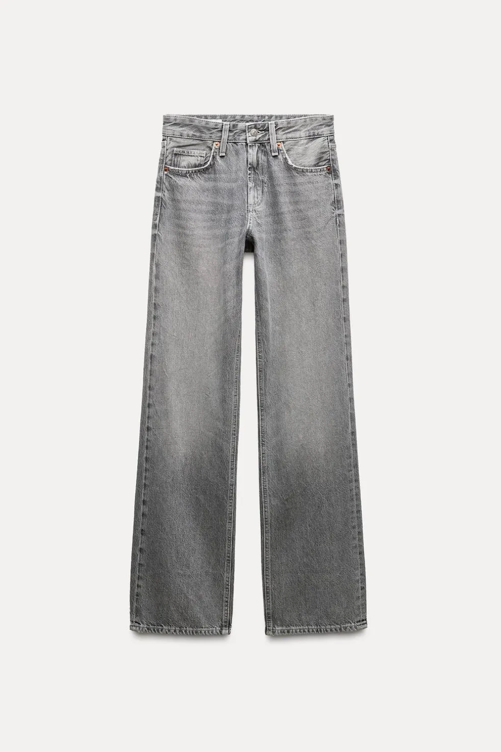 ZARA Jeans^JEANS TRF WIDE LEG CINTURA MÉDIA Cinzento-claro