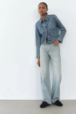 ZARA Jeans^JEANS TRF WIDE LEG CINTURA SUBIDA FULL LENGTH Azul-claro