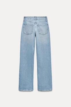 ZARA Jeans^JEANS TRF WIDE LEG ESPELHOS CINTURA MÉDIA Azul