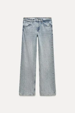 ZARA Jeans^JEANS TRF WIDE LEG JOYAS CINTURA MÉDIA Azul-claro