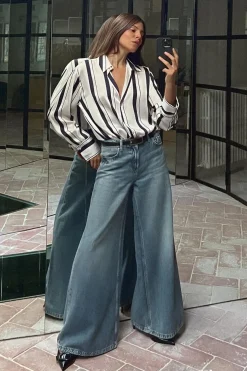 ZARA Jeans^JEANS Z1975 CINTURA BAIXA PALAZZO Índigo