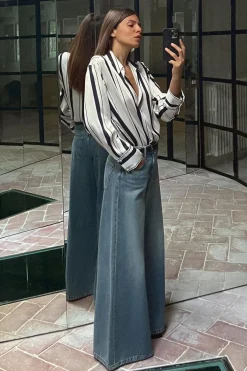 ZARA Jeans^JEANS Z1975 CINTURA BAIXA PALAZZO Índigo