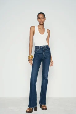 ZARA Jeans^JEANS Z1975 FLARE CINTURA SUBIDA Azul
