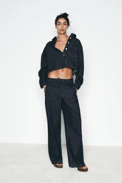 ZARA Winter Layersnew|Jeans^JEANS Z1975 JOGGER WIDE LEG CINTURA SUBIDA Azul
