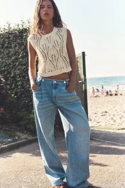 ZARA Jeans^JEANS Z1975 LOOSE WIDE LEG Azul-médio