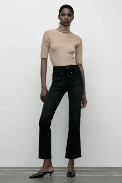 ZARA Jeans^JEANS Z1975 MINI FLARE CINTURA SUBIDA Preto