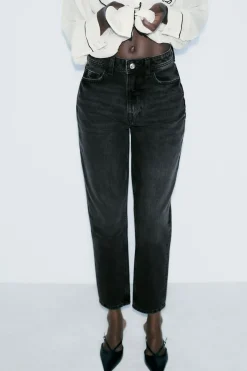 ZARA Jeans^JEANS Z1975 MOM FIT CINTURA SUBIDA Preto