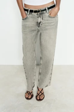 ZARA Jeans^JEANS Z1975 RECTOS CROPPED CINTURA MÉDIA Cinzento