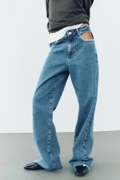 ZARA Jeans^JEANS Z1975 RECTOS CUT OUT CINTURA MÉDIA Azul-médio