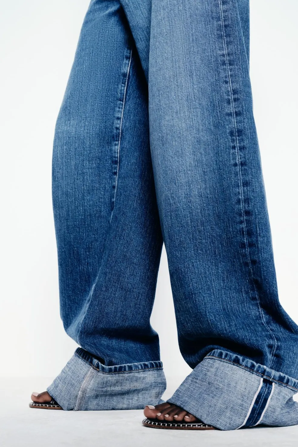 ZARA Jeans^JEANS Z1975 SELVEDGE LOOSE WIDE LEG CINTURA MÉDIA Azul-médio