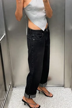 ZARA Jeans^JEANS Z1975 SELVEDGE RECTO CINTURA MÉDIA Preto