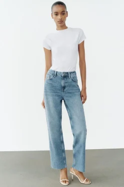 ZARA Jeans^JEANS Z1975 STRAIGHT ANKLE CINTURA SUBIDA Azul-médio