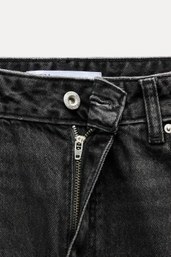 ZARA Jeans^JEANS Z1975 STRAIGHT CINTURA SUBIDA DOBRADIÇA BAIXA Preto