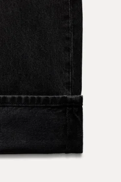 ZARA Jeans^JEANS Z1975 STRAIGHT CINTURA SUBIDA DOBRADIÇA BAIXA Preto