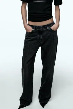 ZARA Jeans|Calças^JEANS Z1975 STRAIGHT CINTURA SUBIDA FULL LENGTH Preto