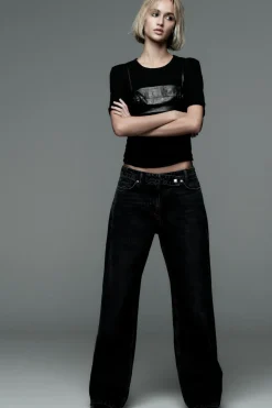 ZARA Jeans|Calças^JEANS Z1975 STRAIGHT CINTURA SUBIDA FULL LENGTH Preto