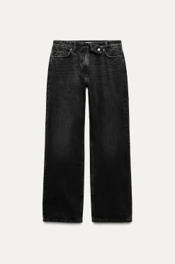 ZARA Jeans|Calças^JEANS Z1975 STRAIGHT CINTURA SUBIDA FULL LENGTH Preto
