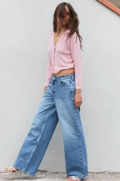 ZARA Jeans^JEANS Z1975 WIDE LEG CINTURA MÉDIA Azul-médio