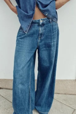 ZARA Jeans^JEANS Z1975 WIDE LEG CINTURA MÉDIA Azul