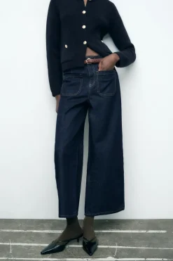 ZARA Jeans^JEANS Z1975 WIDE LEG CROPPED CINTURA SUBIDA Azul