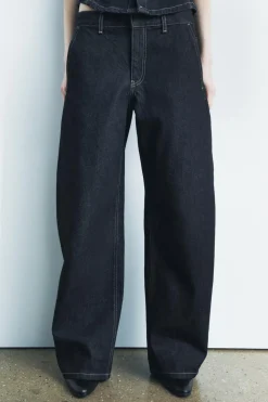 ZARA Jeans|Calças^JEANS ZW COLLECTION BALLOON CINTURA MÉDIA Azul