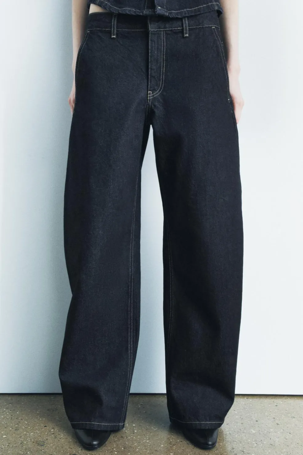 ZARA Jeans|Calças^JEANS ZW COLLECTION BALLOON CINTURA MÉDIA Azul