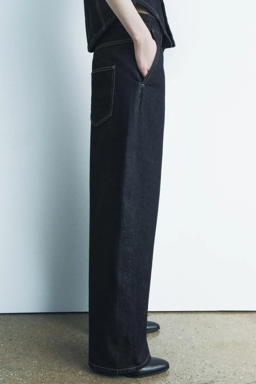 ZARA Jeans|Calças^JEANS ZW COLLECTION BALLOON CINTURA MÉDIA Azul