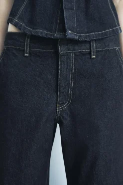 ZARA Jeans|Calças^JEANS ZW COLLECTION BALLOON CINTURA MÉDIA Azul