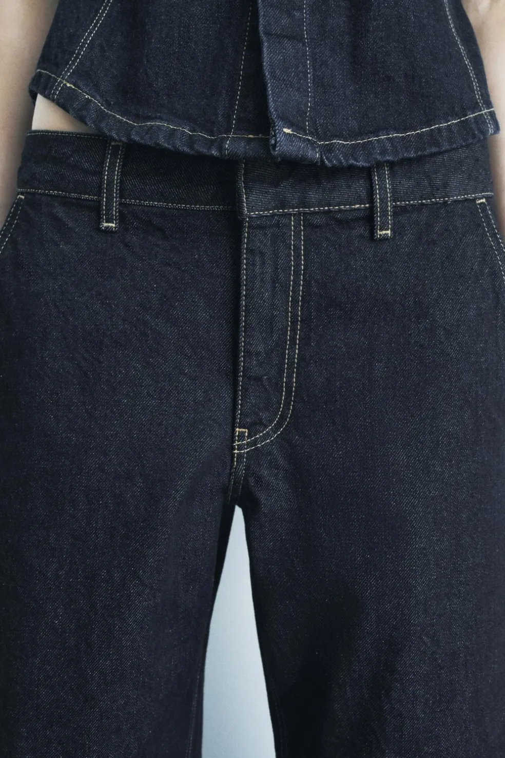 ZARA Jeans|Calças^JEANS ZW COLLECTION BALLOON CINTURA MÉDIA Azul