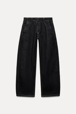 ZARA Jeans|Calças^JEANS ZW COLLECTION BALLOON CINTURA MÉDIA Azul