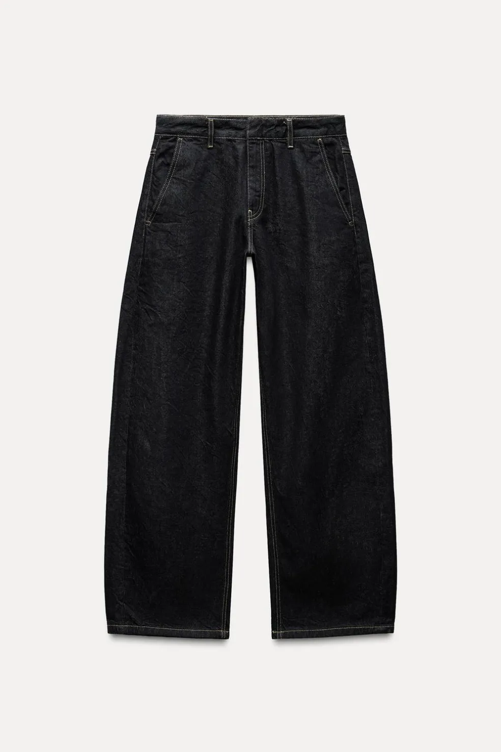 ZARA Jeans|Calças^JEANS ZW COLLECTION BALLOON CINTURA MÉDIA Azul