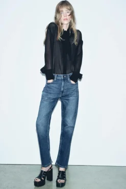ZARA Jeans^JEANS ZW COLLECTION RELAXED SLIM CINTURA MÉDIA Azul