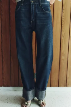 ZARA Jeans^JEANS ZW COLLECTION RELAXED DE CINTURA MÉDIA FOLD UP Azul