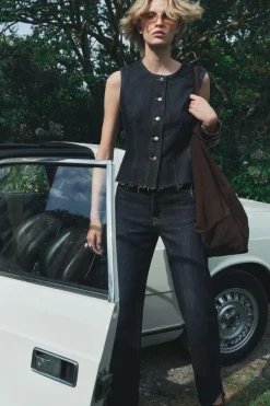 ZARA Jeans^JEANS ZW COLLECTION RELAXED DE CINTURA MÉDIA Azul