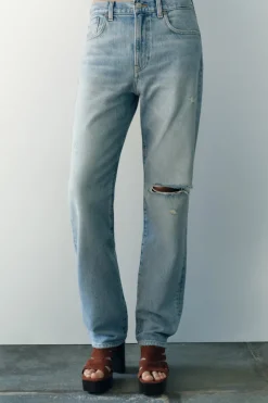 ZARA Jeans^JEANS ZW COLLECTION RELAXED DE CINTURA MÉDIA Azul-claro