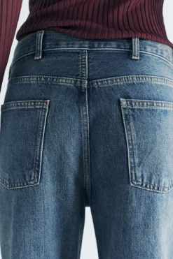 ZARA Jeans^JEANS ZW COLLECTION RELAXED DE CINTURA MÉDIA Azul