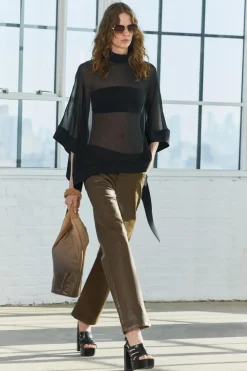 ZARA Jeans^JEANS ZW COLLECTION RELAXED CINTURA MÉDIA ENCERADOS Castanho
