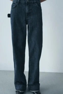 ZARA Jeans^JEANS ZW COLLECTION RELAXED DE CINTURA MÉDIA Azul