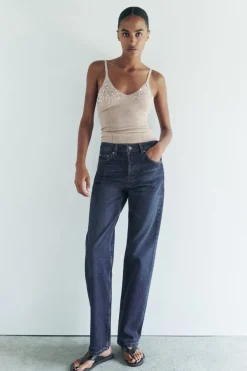 ZARA Jeans^JEANS ZW COLLECTION RETOS CINTURA MÉDIA Azul