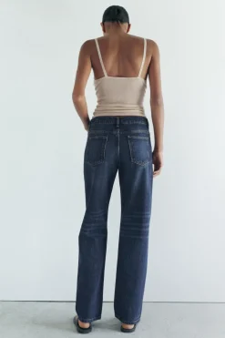 ZARA Jeans^JEANS ZW COLLECTION RETOS CINTURA MÉDIA Azul