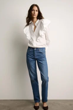 ZARA Jeans^JEANS ZW COLLECTION RETOS CINTURA MÉDIA Azul