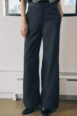 ZARA Jeans^JEANS ZW COLLECTION WIDE LEG COM CINTURA MÉDIA Cinzento