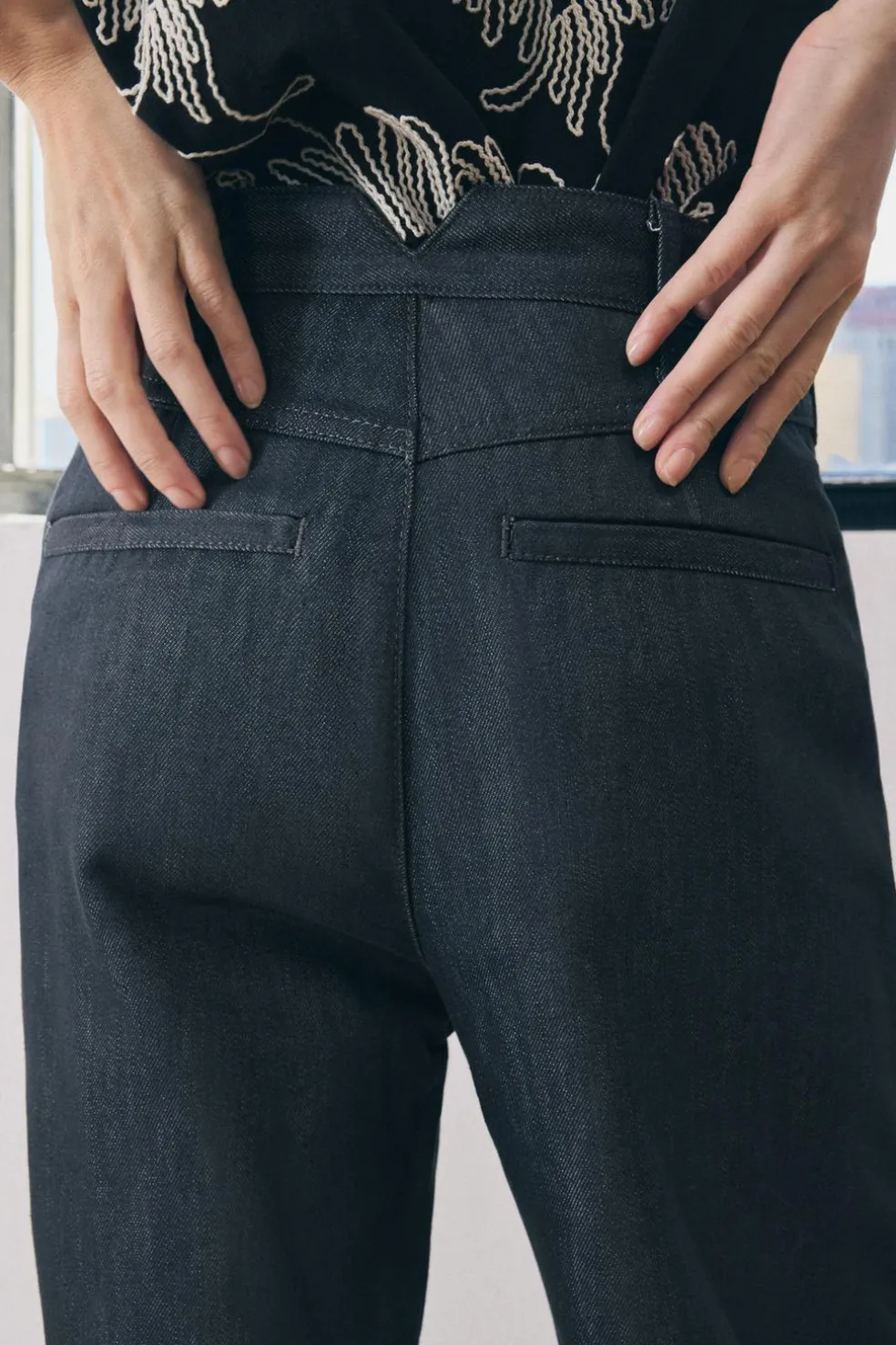 ZARA Jeans^JEANS ZW COLLECTION WIDE LEG COM CINTURA MÉDIA Cinzento