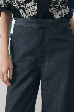 ZARA Jeans^JEANS ZW COLLECTION WIDE LEG COM CINTURA MÉDIA Cinzento