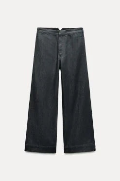 ZARA Jeans^JEANS ZW COLLECTION WIDE LEG COM CINTURA MÉDIA Cinzento