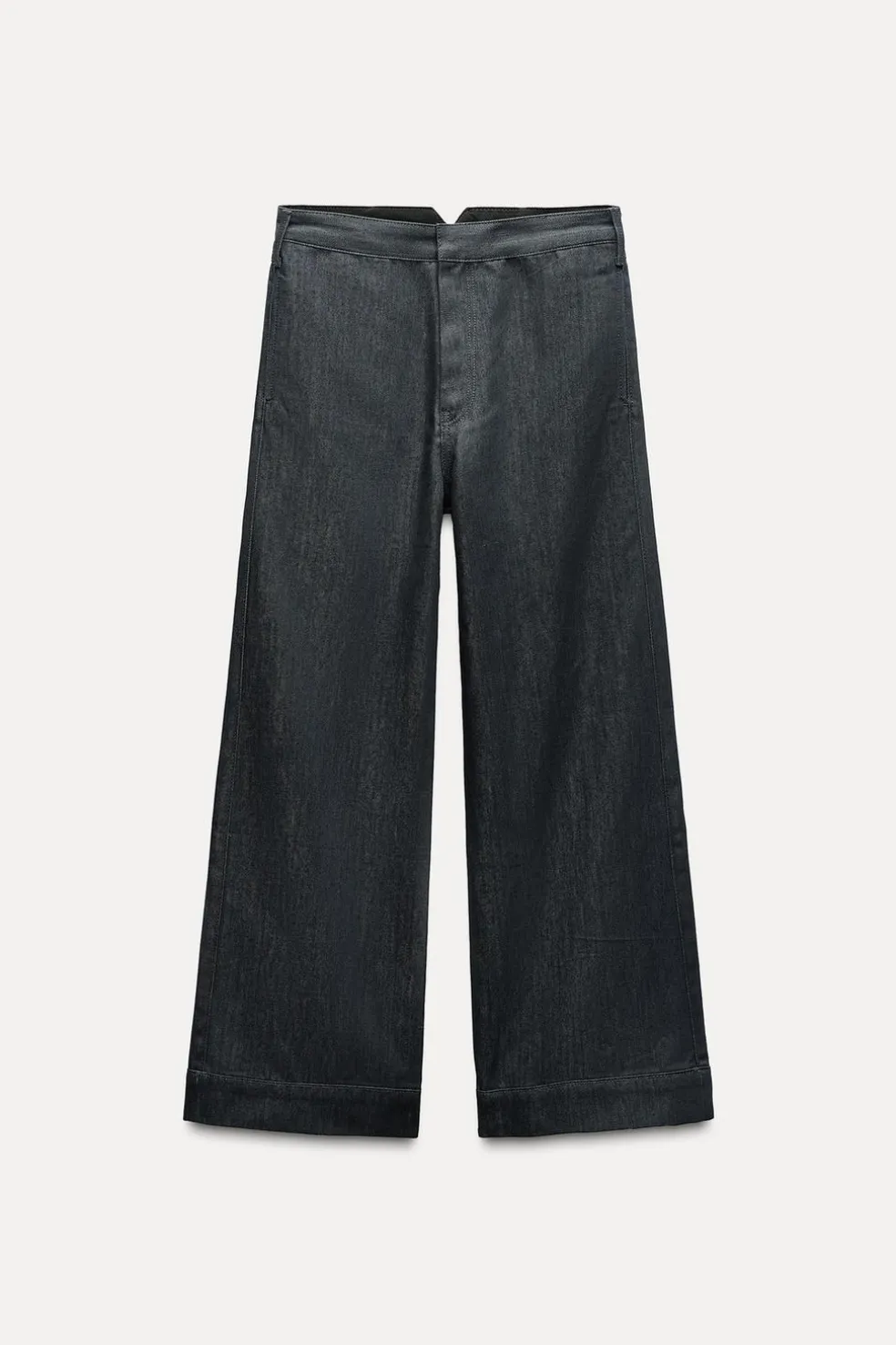 ZARA Jeans^JEANS ZW COLLECTION WIDE LEG COM CINTURA MÉDIA Cinzento