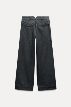 ZARA Jeans^JEANS ZW COLLECTION WIDE LEG COM CINTURA MÉDIA Cinzento