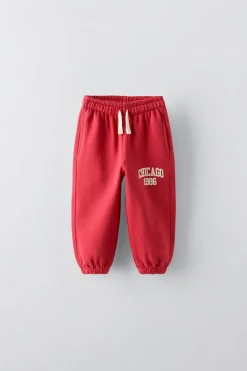 JOGGING COM MENSAGEM FLOCKED-ZARA Flash Sale